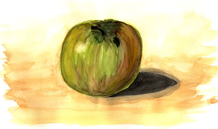 Dal pokus o namalovn jablka. Hnusnj jabko svt nevidl.