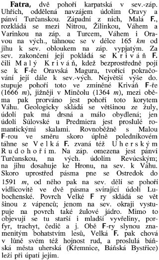 Velk a Mal Fatra v Ottov encyklopedii
