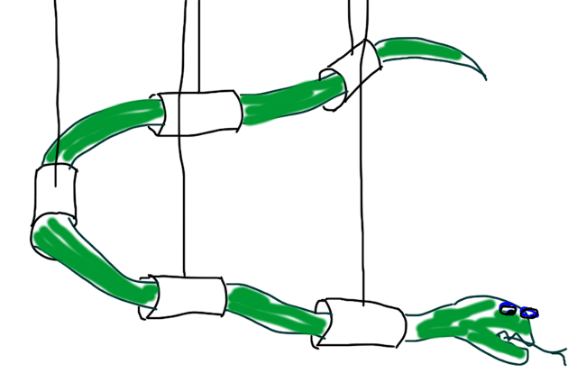 Vkusn bytov dekorace. Poteby: nkolik roliek od toaletnho papru, provzek, skoby a had.