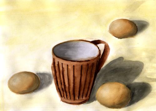 lek a ti vejce, zatm posledn obrzek ze srie 'lek a vejce'. Ve skutenosti je to podvod, protoe vejce bylo jenom jedno a vdycky jsem jej pesunul tam, kam jsem poteboval. Vejce vpravo dole jsem dokonce namaloval tak, e jsem pedlohu poloil na papr a obthl tukou, tak nesportovn jsem byl.