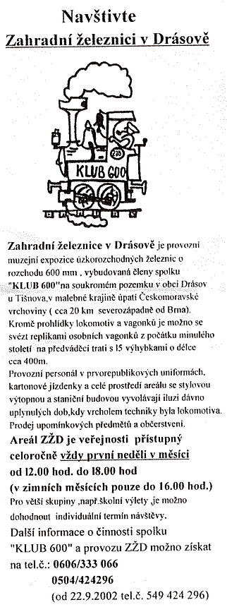 Navtivte Zahradn eleznici v Drsov